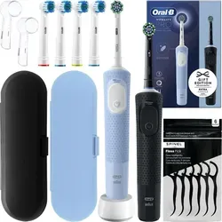 Oral-B Vitality Pro D103 Duo Elektrische Zahnbürste Schwarz/Blau mit 4 Ersatzteilen