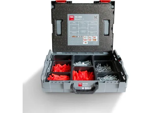 TOX L-BOXX Allround Tri+S Dübel (920 Stk.) - Vielseitige Dübel für unterschiedliche Anwendungen, 920 Stück in praktischer L-BOXX, ideal für Handwerker und Heimwerker.