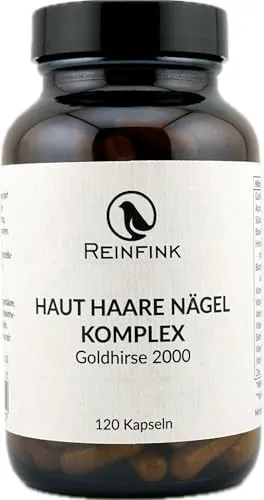 Haut Haare Nägel Komplex mit Goldhirse hochdosiert 120 vegane Kapseln im Glas Reinfink®