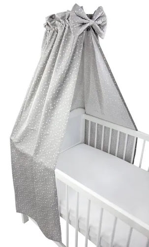 TupTam Betthimmel Babybett Himmel mit Schleifchen - Betthimmel für Babybetten in Sterne Grau 2, aus 100% Baumwolle, sorgt für eine gemütliche und stilvolle Schlafumgebung.