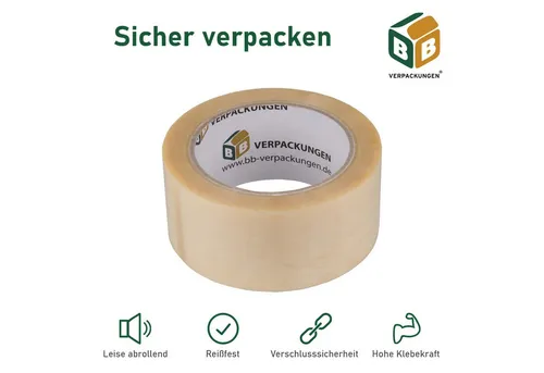BB-Verpackungen Paket-Klebeband Klebeband PVC transparent mit Naturkautschuk (72-St)