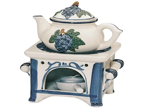 meindekoartikel Duftlampe - Aromalampe im Landhausstil - Öllampe aus handbemalter Keramik, ideal für ätherische Öle und Duftwachs. Schafft mit warmem Licht eine entspannende Atmosphäre – perfekt als Geschenk oder für Ihr Zuhause.