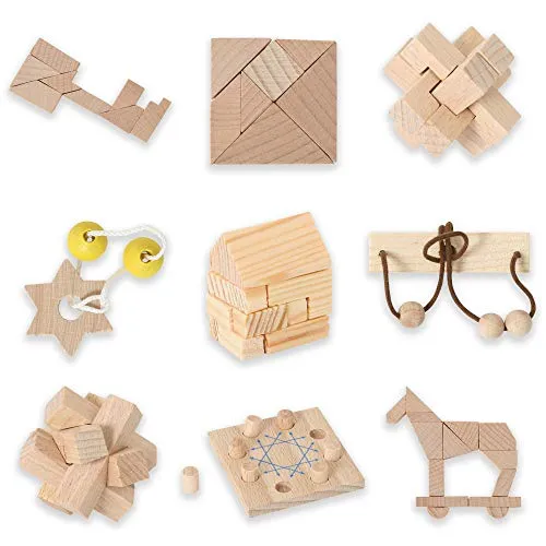 Bartl 500270 Knobelspiele aus Holz Puzzle Set G (9 Puzzles) Geschicklichkeitsspiele für Erwachsene und Kinder