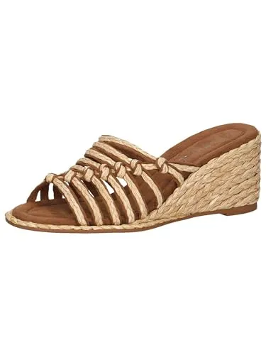 CAPRICE Damen Sandalen Wedge Vegan, Braun (Bast), 38 EU