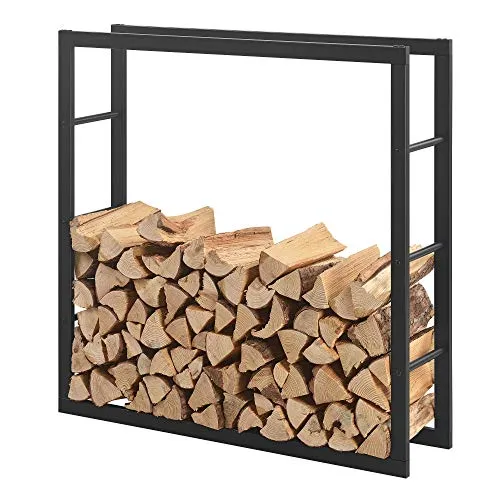 [en.casa] Kaminholzregal 100x100x25cm - Robust und praktisch für Feuerholz - Aschesauger: Hochwertiges Kaminholzregal aus pulverbeschichtetem Stahl, schützt das Holz vor Feuchtigkeit und sorgt für Ordnung im Innen- und Außenbereich.