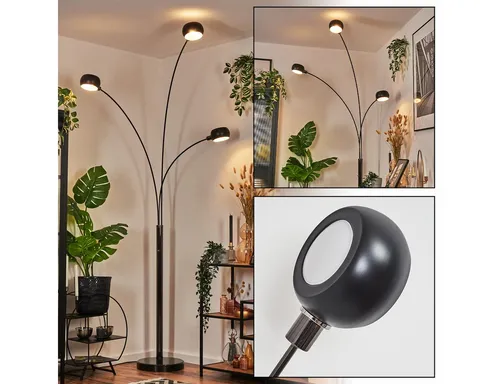 Hofstein Stehlampe aus Metall in Schwarz/Chrom mit Marmorfuß
