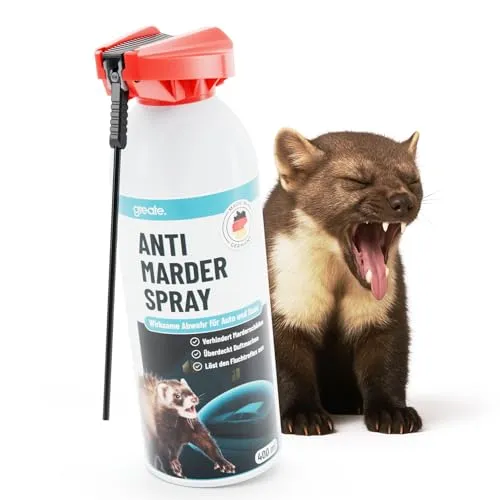 greate Anti Marderspray mit hocheffektiver Formel wirkt sofort - Marderabwehr für Auto, Dachboden & Garage - Langzeit Mader Abwehr, 400ml - Anti Marder Spray in Deutschland entwickelt & produziert