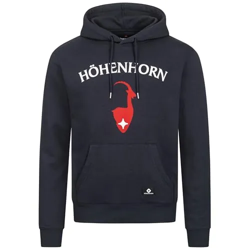 Höhenhorn Janga Hoodie Herren Kapuzen Navy Printed Gr. L - Kapuzenpullover für Herren, aus atmungsaktiver Baumwolle für optimalen Komfort und Temperaturausgleich, ideal für Freizeit und Sport.