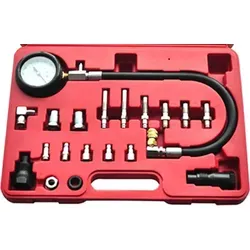 vidaXL 20-tlg. Kompressionstester-Set für Dieselmotoren - Werkstatteinrichtung für präzise Motorüberprüfung, inkl. 9 Glühkerzen und 4 Injektoren-Adaptern, ideal für schwierige Winkel und Druckmessungen bis 70 Bar.