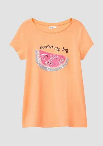 s.Oliver Kurzarmshirt T-Shirt T-Shirt mit Print und Pailletten