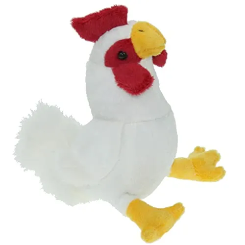 Stofftier Hahn 16 cm, weiß, Kuscheltier Plüschtier, Hähnchen Gockel Huhn Henne