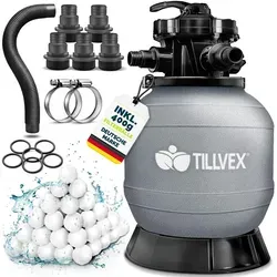 tillvex® Sandfilter Pool ohne Pumpe + 400g Filterbälle