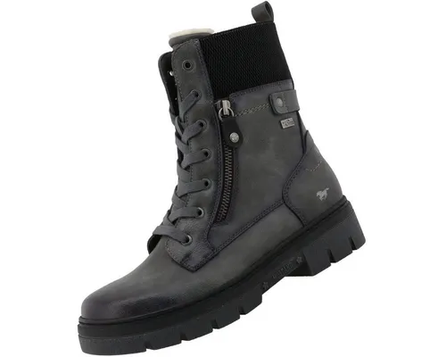 Mustang Stiefelette 15M0012002 grau 36 EU - Stylische Stiefelette in Grau, Größe 36. Mit bequemem Blockabsatz (4 cm) und gefüttertem Innenmaterial für angenehmen Tragekomfort. Ideal für lässige Outfits.