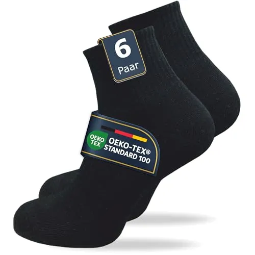 GAWILO Damen Tennissocken (6 Paar) | Sportsocken aus 80% Baumwolle mit einer gepolsterten Sohle | ideal auch als Freizeitsocken in Ihren Sneakern | ohne drückende Naht über den Zehen (39-42, schwarz)