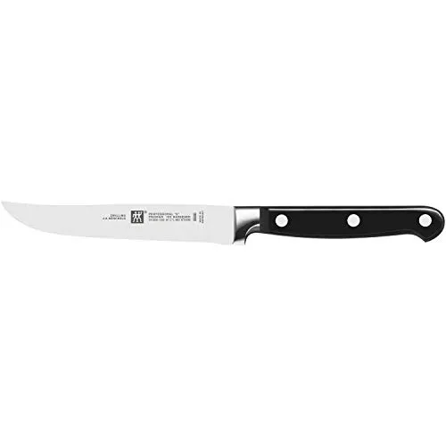 ZWILLING Professional S Steakmesser, Klingenlänge 12 cm, Schmales Klingenblatt, Rostfreier Spezialstahl/Kunststoff-Griff mit Nieten, Schwarz [Made in Germany]