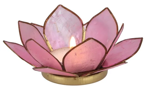 Guru-Shop Windlicht Lotus Teelicht Muschel 11*4 cm - rosa in pink von Guru-Shop