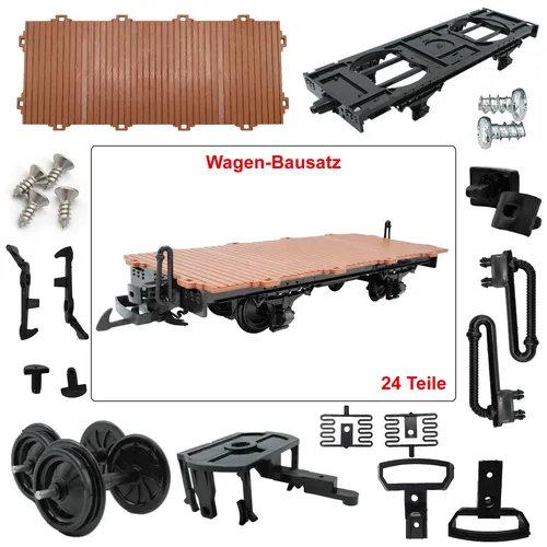 Flachwagen braun als modularer Spur-G Bausatz Modell für Gartenbahn Selbstbau
