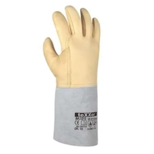 teXXor® Schweißerhandschuh ARGON III Kat. 2, Gr. 11 - Hochwertige Rindnappalederhandschuhe mit 5-Finger-Design und extra langer Stulpe für optimalen Pulsschutz, ideal für professionelle Schweißer.