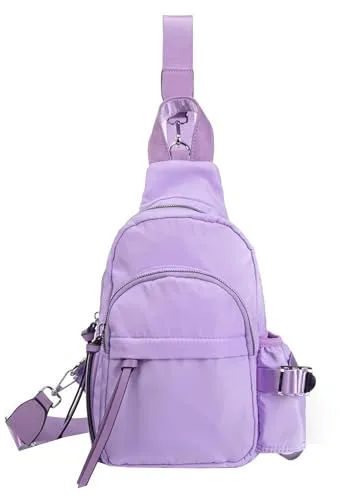 DAMEN HERREN UNISEX TASCHE Brusttasche Crossbody Bodybag Schultertasche Umhängetasche Rucksack Daypack Backpack Crossbag Nylon ultraleicht Sling Bag Crossover Reise Urlaub Freizeit Flieder