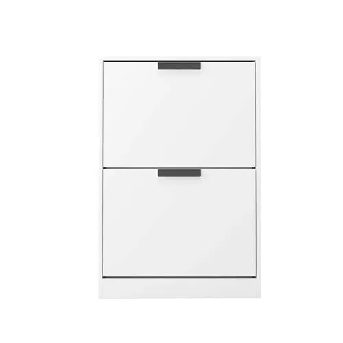 doporro Schuhschrank mit 2 Klappfächern Schuhregal Schuhkipper BxTxH 60x28x89 cm Schuhkommode in matt weiß Aufbewahrung für Schuhe Organizer Schuhschrank01