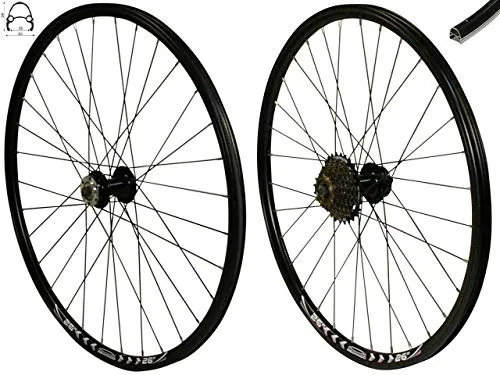 Redondo 26 Zoll Laufrad Set VR HR V-Felge QR Schwarz Disc + 7 Fach Kranz