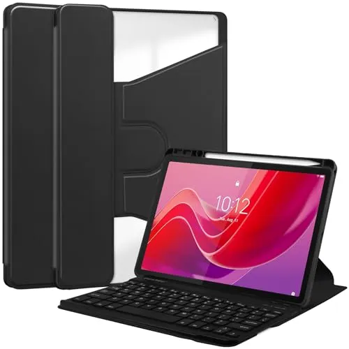 Lobwerk 3in1 Bluetooth Tastatur (Weiß) + Maus (Weiß) + Cover für Lenovo Tab M11 2024 TB-330FU / TB-331FC 11 Zoll Zoll Case Schutz Hülle Tasche Keyboard