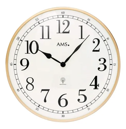 AMS Tischuhr T1183 - Elegante Handaufzug Uhr für Wohnzimmer und Esszimmer - Stilvolle Tischuhr mit römischen Ziffern und vergoldetem Gehäuse, ideal für eine edle Raumgestaltung.