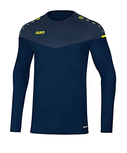 JAKO Kinder Sweatshirt Champ 2.0, Marine/Darkblue/Neongelb, 164