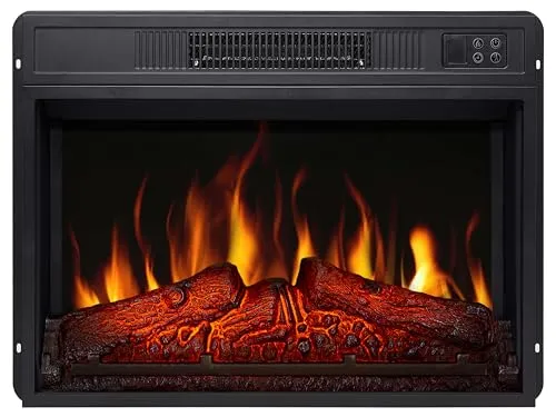 ArtiFlame Elektrokamin AF23S, Elektrischer Einbaukamin mit Heizung 1800 W, realistischer Flammeneffekt, LED-Beleuchtung, Fernbedienung, Timer, Thermostat, Knistereffekt, Schwarz