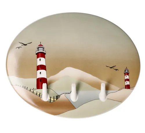 Goebel Scandic Home Schlüsselbrett Lighthouse 20 cm - Praktisches Schlüsselbrett im maritimen Design, ideal für den Eingangsbereich. Mit 5 Haken für eine ordentliche Aufbewahrung Ihrer Schlüssel.
