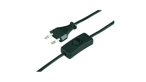 Przewód sznur przyłączeniowy z euro-wtyczką płaską 1,9 m, czarny, z z wyłączniki