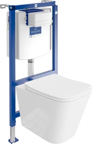 Villeroy & Boch Domino WC Set mit Vorwandelement und Spülknopf