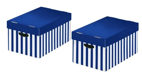 NIPS 119219133 STORE-BOX mit Deckel, B 31,0 x T 52,0 x H 24,5 cm, 2er Packung, blau/weiß