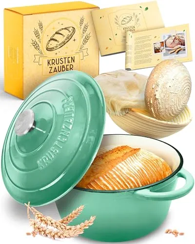 Krustenzauber Brotbackform Gusseisen mit Gärkorb von KRUSTENZAUBER