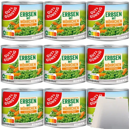Gut&Günstig Junge Erbsen mit Möhrchen extra fein 3er Pack 9x200g Dose usy Block