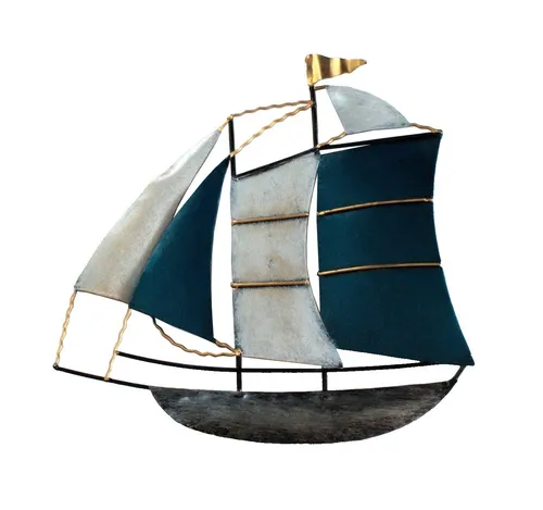Wanddeko Schiff Segelboot Metall Segel Boot Maritim Wandbild Deko Skulptur Figur
