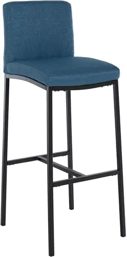 CLP Barhocker Freeport I Gepolsterter Barstuhl in Blau - Barhocker mit bequemer Polsterung und modernem Design, ideal für Theken und Bars. Stabiler Vierfußgestell aus Metall sorgt für Sicherheit und Langlebigkeit.