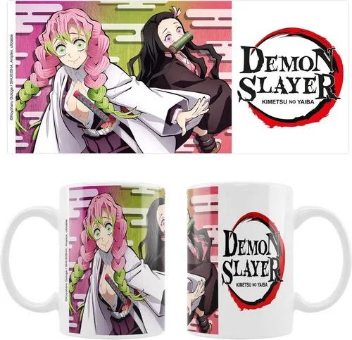 SAKAMI Tasse - Demon Slayer - Mitsuri und Nezuko - Keramiktasse für Tee oder Kaffee, mikrowellengeeignet und spülmaschinenfest, mit 350 ml Fassungsvermögen. Perfekt für Fans von Demon Slayer und ideal als Geschenk!