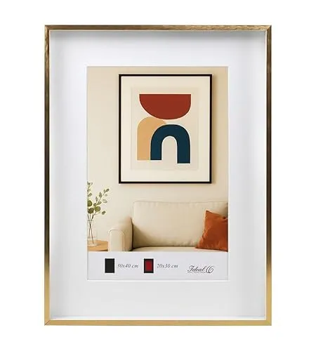 IDEAL TREND Aluminium Bilderrahmen 3D mit Passepartout & gehärtetem Glas 30x40 cm - Gold - Eleganter Aluminium Bilderrahmen 30x40 cm mit Passepartout für 20x30 cm Fotos. Gehärtetes Glas schützt Ihre Bilder vor Kratzern und Staub. Ideal für kreative Wandgestaltungen und langlebige Präsentation.