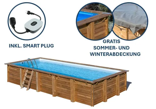 Produktbild GRE Rechteckiger Echtholzpool BRAGA, 815 x 420 cm