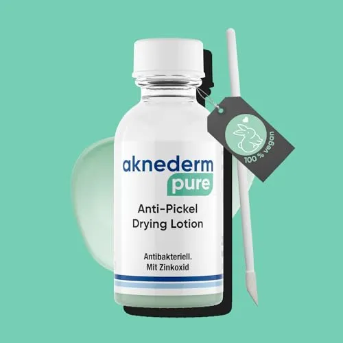 aknederm pure Anti-Pickel Drying Lotion 30ml I Spot Treatment mit Zinkoxid I AHA Lotion zum Pickel austrocknen I Ideal für Akne & unreine Haut I antibakteriell/frei von Parfüm & vegan