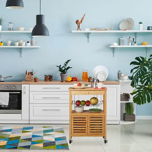 Küchenwagen aus Bambus mit Stauraum und 360°-Rollen