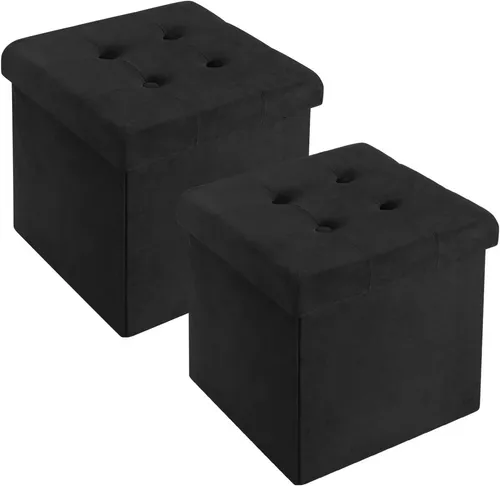 Woltu Faltbarer Sitzhocker mit Stauraum (2 St) - Vielseitiger Polsterhocker mit abnehmbarem Deckel, ideal als Schuhwechselhocker oder Couchtisch. Robuste Konstruktion mit 300 kg Tragfähigkeit und platzsparend faltbar.