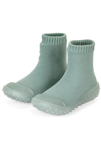 Sterntaler Adventure Socks Unisex – Baby und Kindersocken mit transparenter profilierter Gummisohle – bequeme Sockenschuhe aus schnelltrocknendem Material – Indoor Outdoor – steingrün, Gr. 28