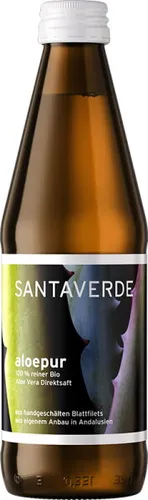 Santaverde Aloepur 100% Reiner Aloe Vera Saft 330 ml - Nahrungsergänzungsmittel aus 100% reinem Aloe Vera Saft, biologisch angebaut in Andalusien, ideal für gesunde Mixgetränke und Smoothies.