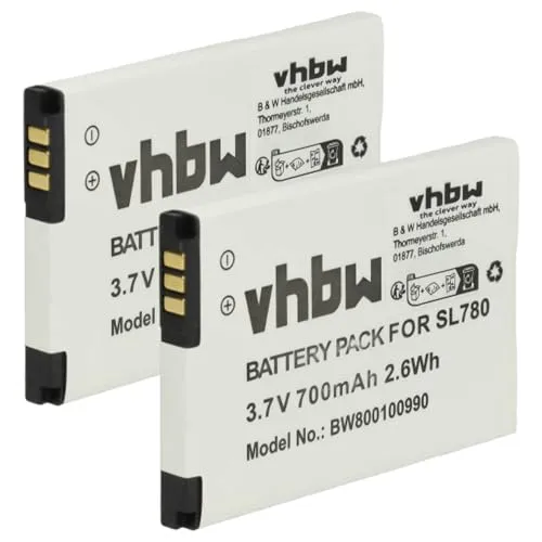 vhbw 2X Akku kompatibel mit Siemens Gigaset SL450, SL400H, SL350H, SL350, SL400A, SL400 schnurlos Festnetz Telefon (700 mAh, 3,7 V, Li-Ion)