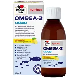 Doppelherz Omega-3 Liquid system - Nahrungsergänzungsmittel mit 2.000 mg Omega-3-Fettsäuren pro Tagesportion, unterstützt Herz, Gehirn und Augen sowie das Immunsystem mit Vitamin D und E.