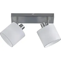 Trio R80332001 IP20 Deckenstrahler - Moderne Deckenleuchte aus nickel mattem Metall mit 2 verstellbaren Textil-Lampenschirmen, ideal für individuelle Beleuchtung in jedem Wohnraum. Perfekt für gemütliche Akzente und energiesparend mit LED-Leuchtmitteln.