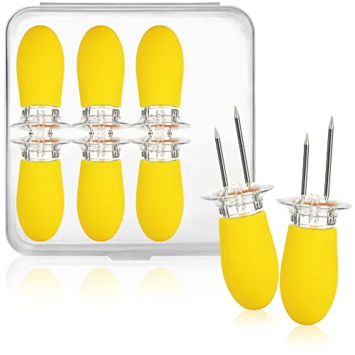 com-four® 8x Mais-Gabel mit 2 Edelstahl-Zinken, rostfrei von COM-FOUR