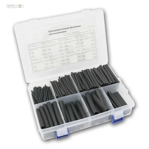 Schrumpfschlauch-Sortiment, 3:1, Innen-Kleber, Set 350 Schrumpfschläuche schwarz